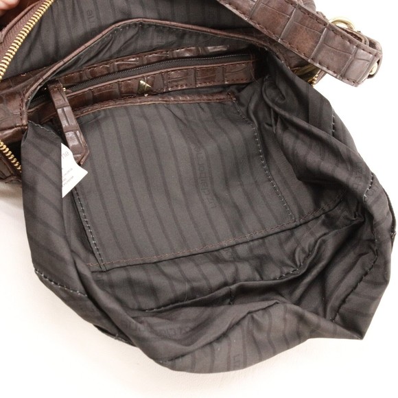 Liz Claiborne Handbag Women Brown Leather Croc Faux Leather Shoulder Saddle Bag - Picture 12 of 16